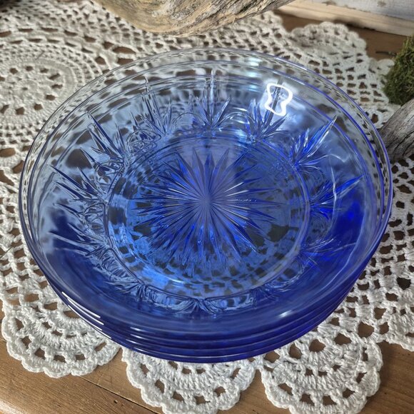Set of 4 Avon American Blue Salad Bowls - Blue Glass - 80s Vintage - Picture 4 of 6